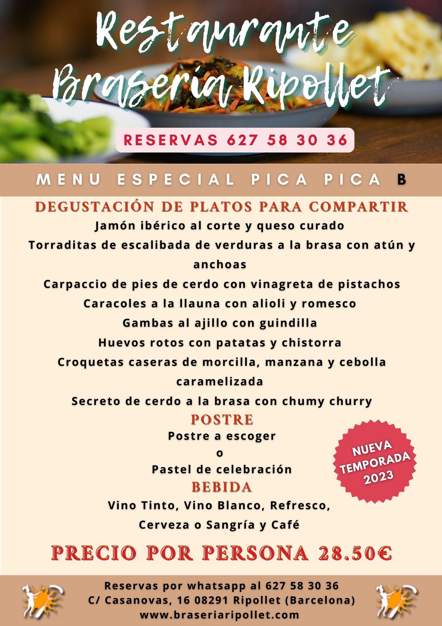 Restaurante Braseria Ripollet - Menú Especial Pica Pica