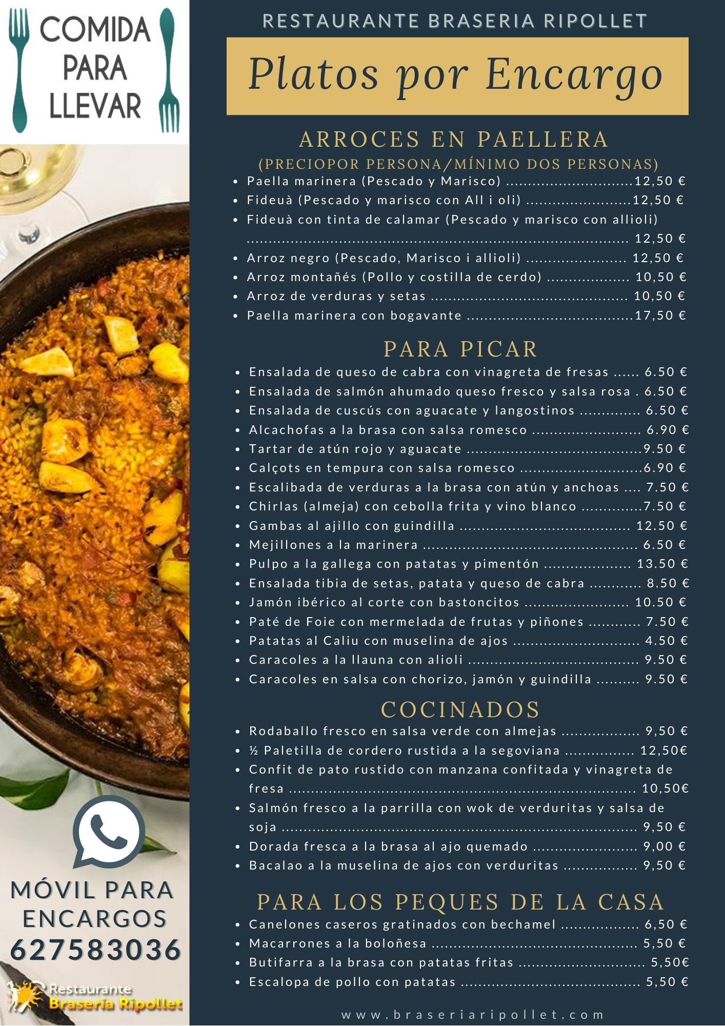 Restaurante Braseria Ripollet - Platos por encargo